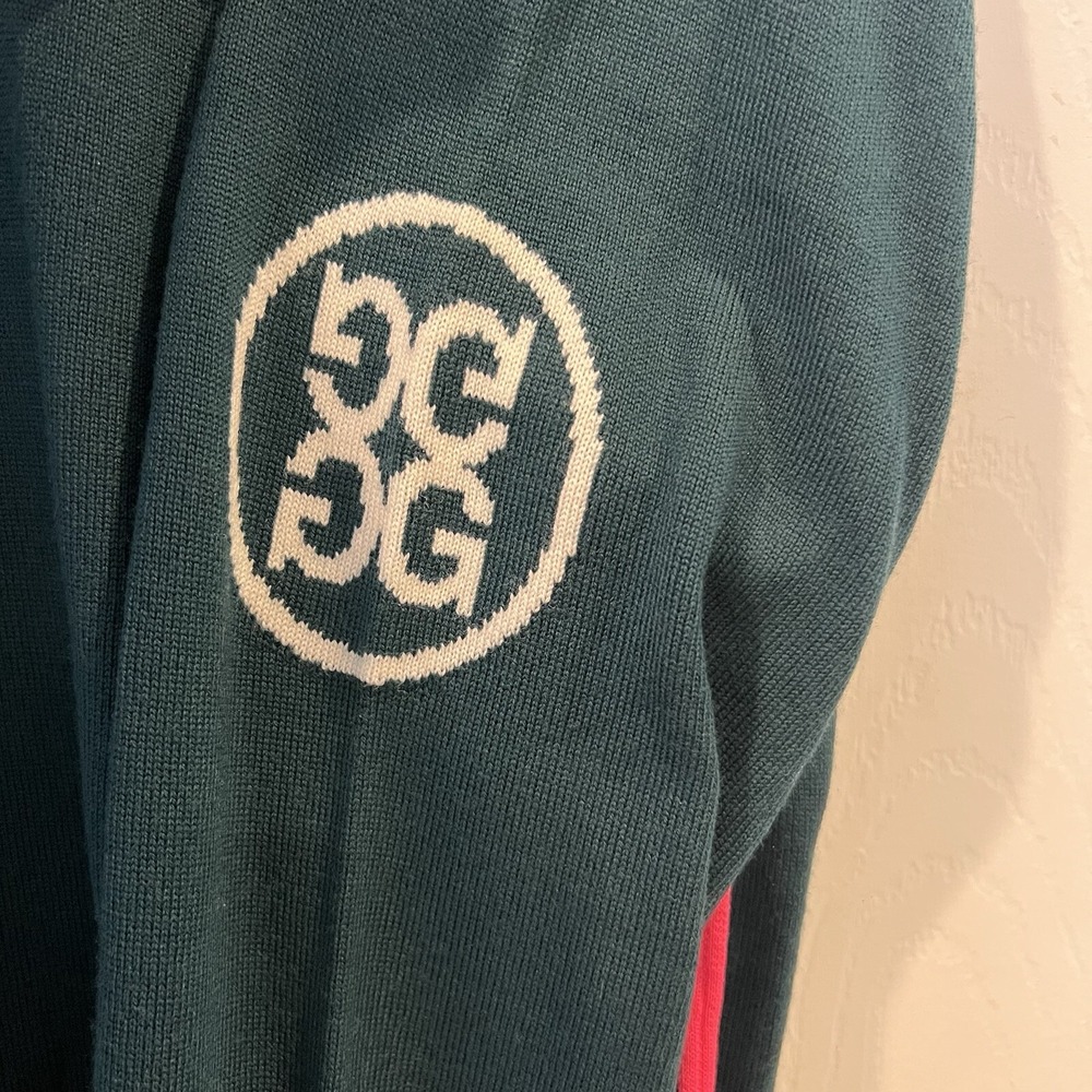 GFore Circle G Logo Green Pink Quarter Zip Merino Wool Golf Sweater Men's M - Picture 3 of 6